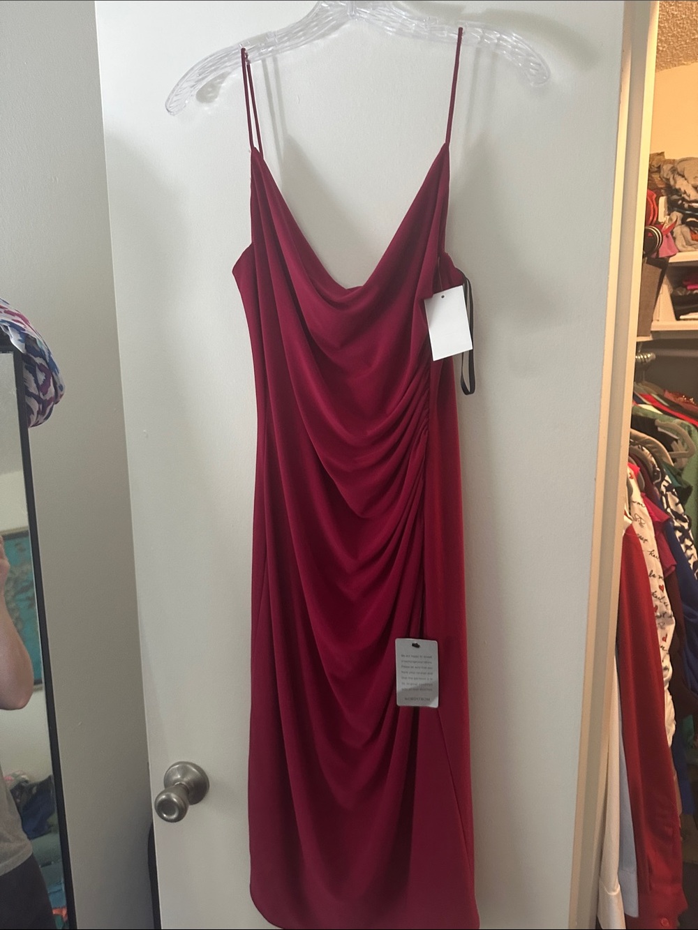 Laundry By Shelli Segal Magenta Draped Cowl Midi Dress
